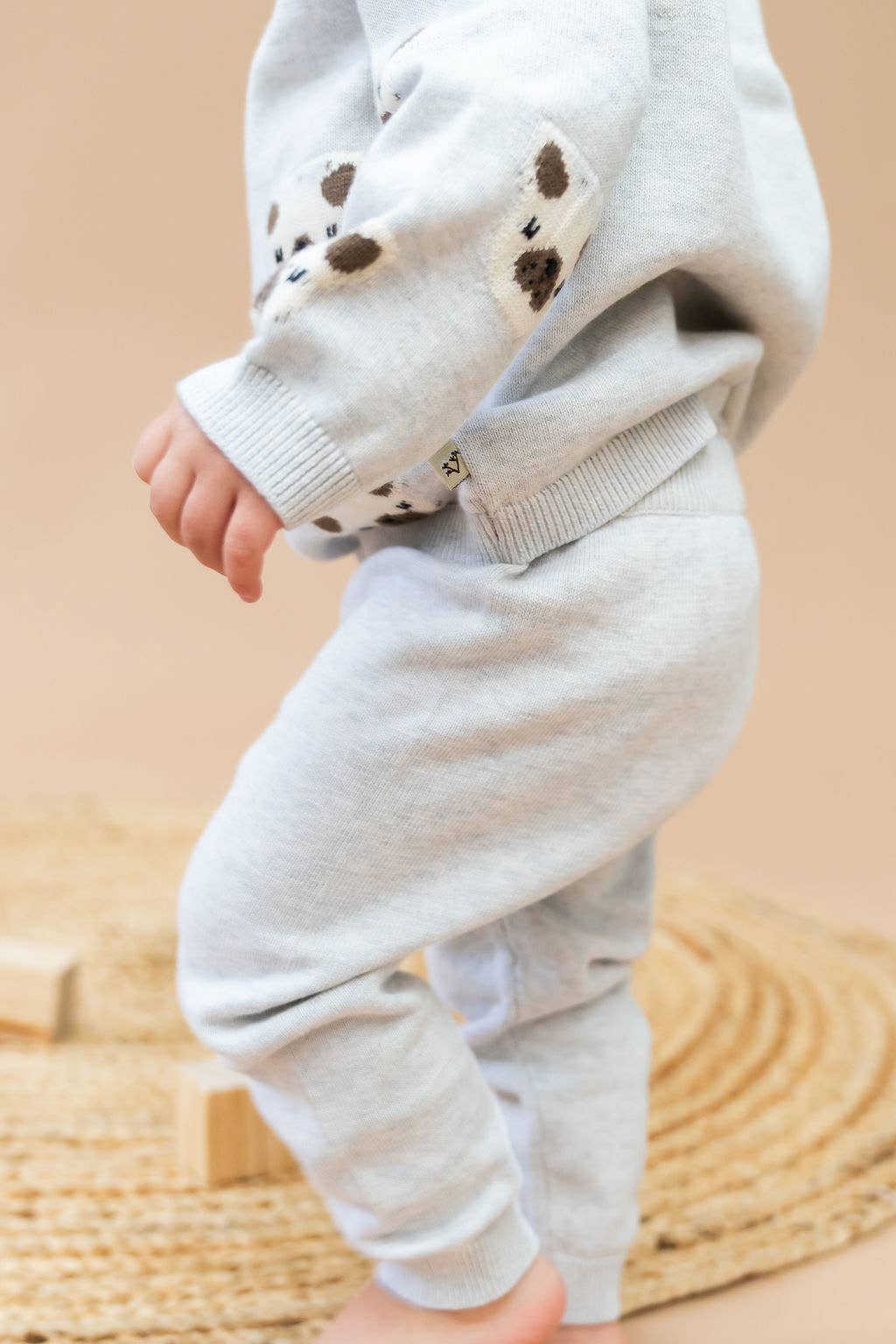 Frenchie Puppy Jacquard Knit Baby Pullover + Pants  Organic