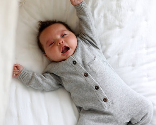Milan Sweater Knit Button Baby Jumpsuit (Organic Cotton)