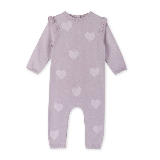 Hearts Jacquard Knit Baby Jumpsuit (Organic Cotton)