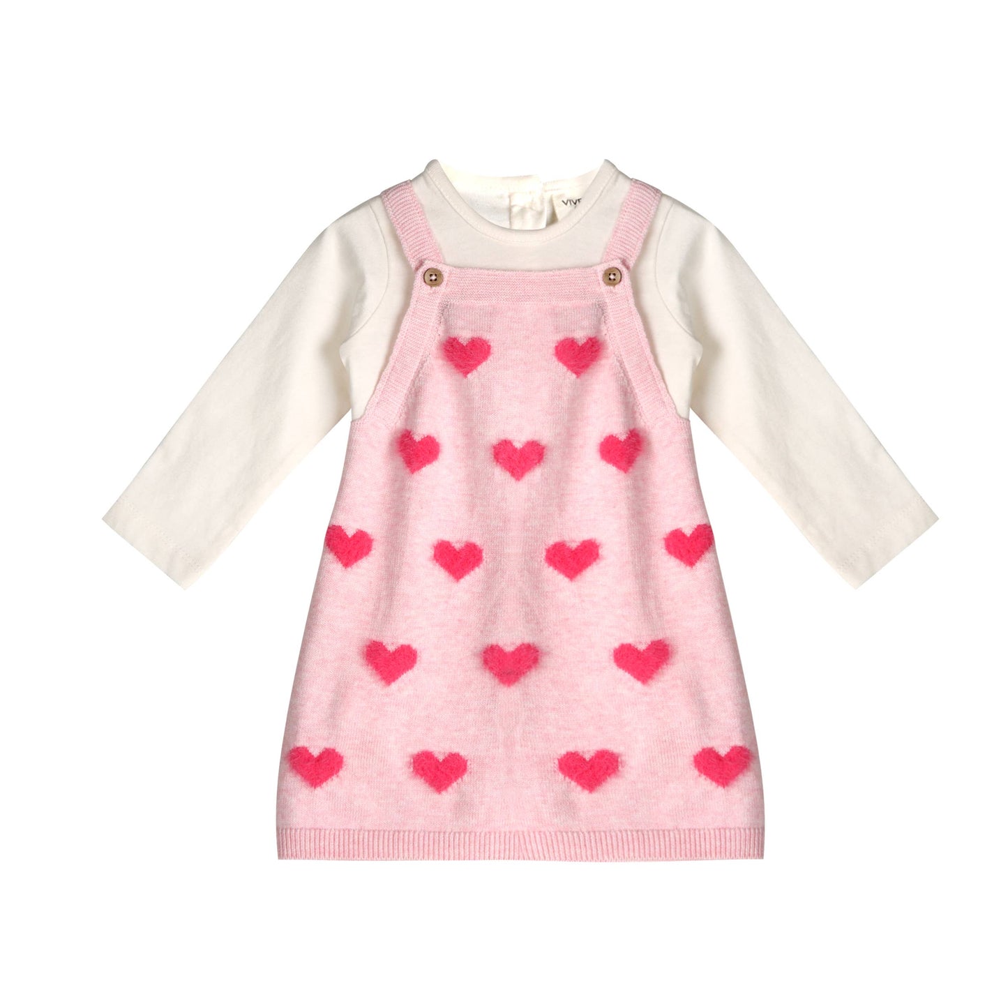 Fuzzy Hearts 3D Tunic Baby Knit Dress Set