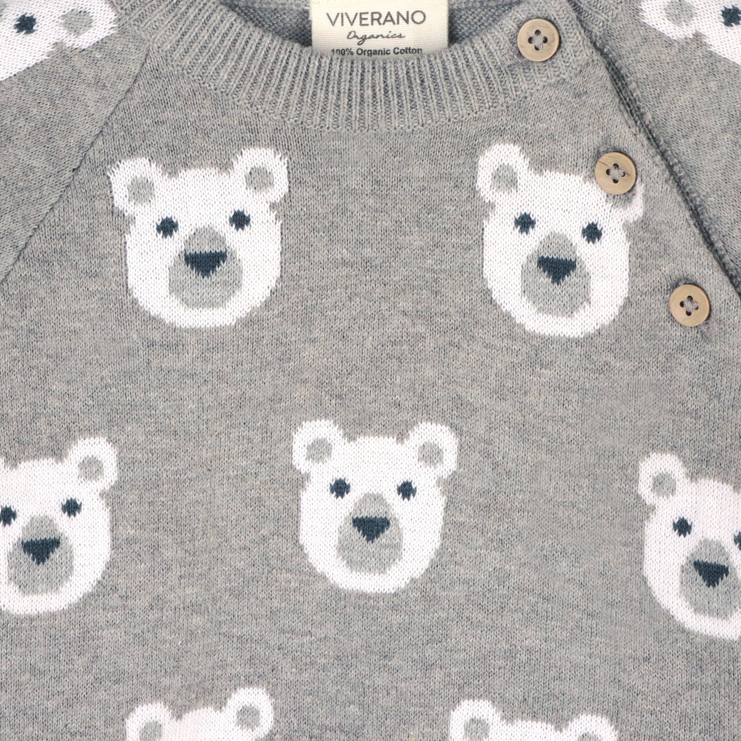 Bear Jacquard Knit Baby Raglan Pullover Sweater (Organic)