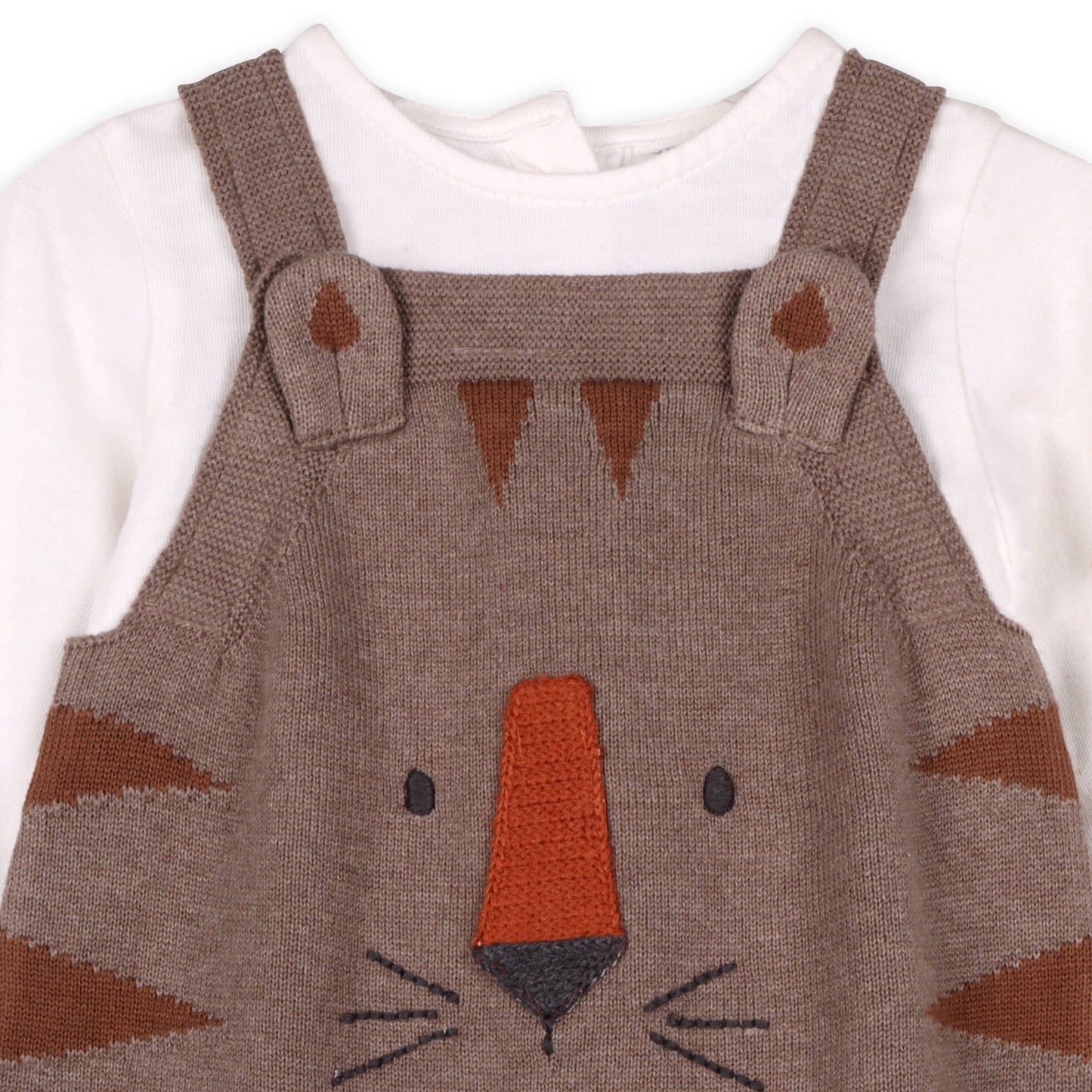 Tiger Jacquard Knit Baby Overall Set
