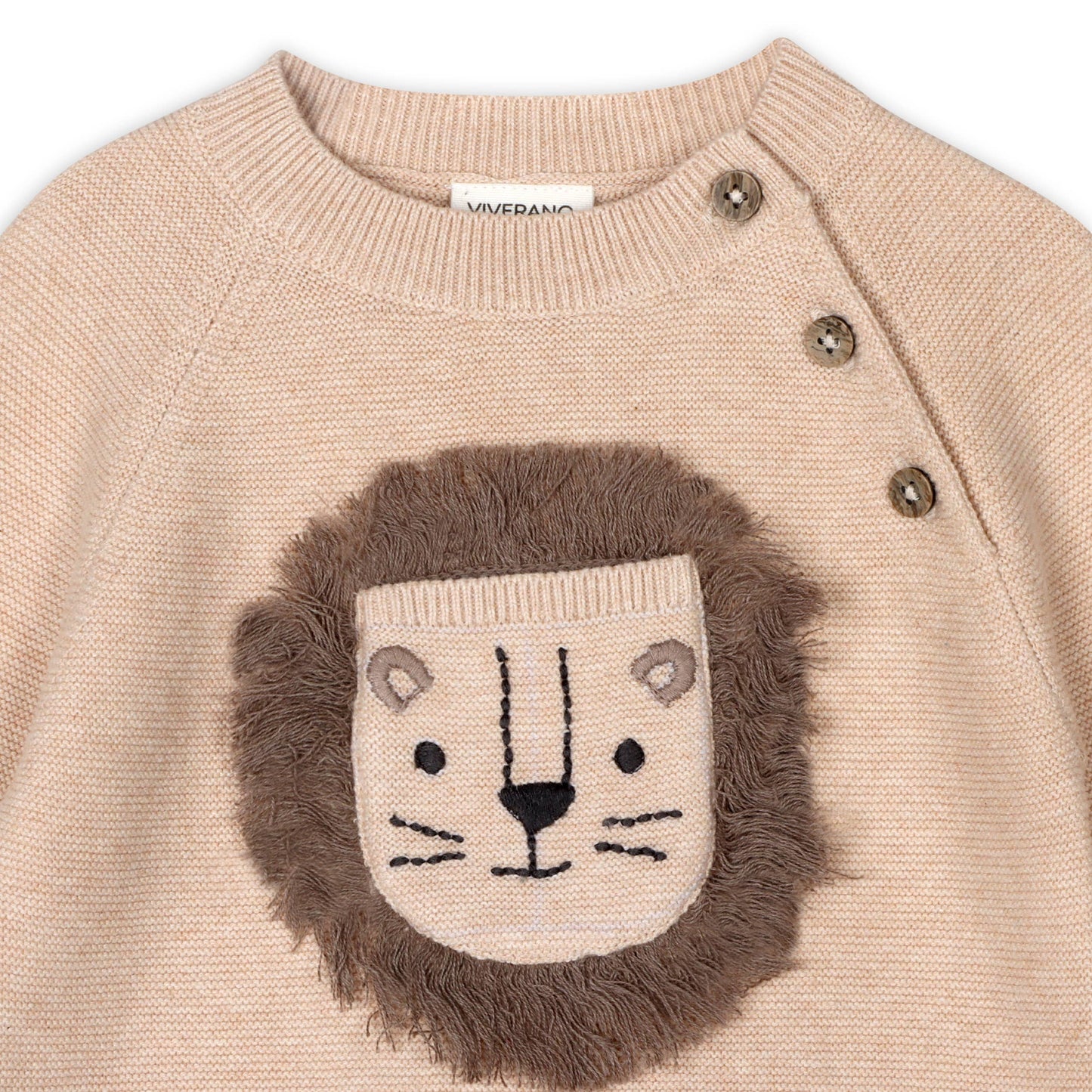 Lion Appliqué Sweater Knit Baby Pullover & Pant SET -Organic