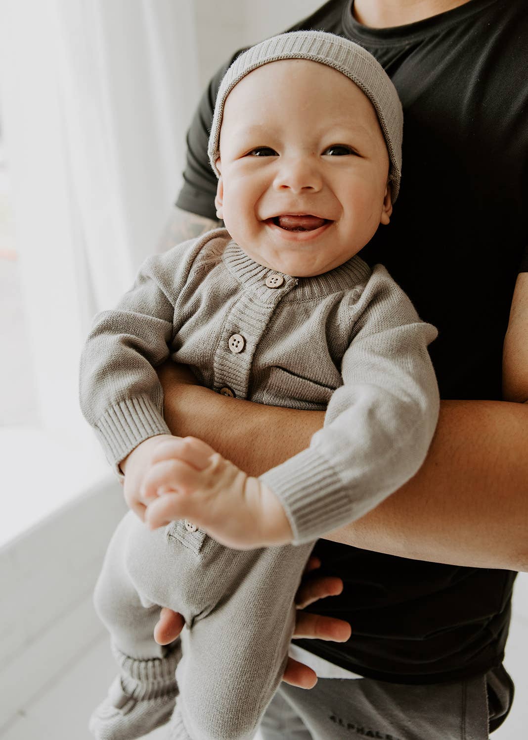 Milan Sweater Knit Button Baby Jumpsuit (Organic Cotton)