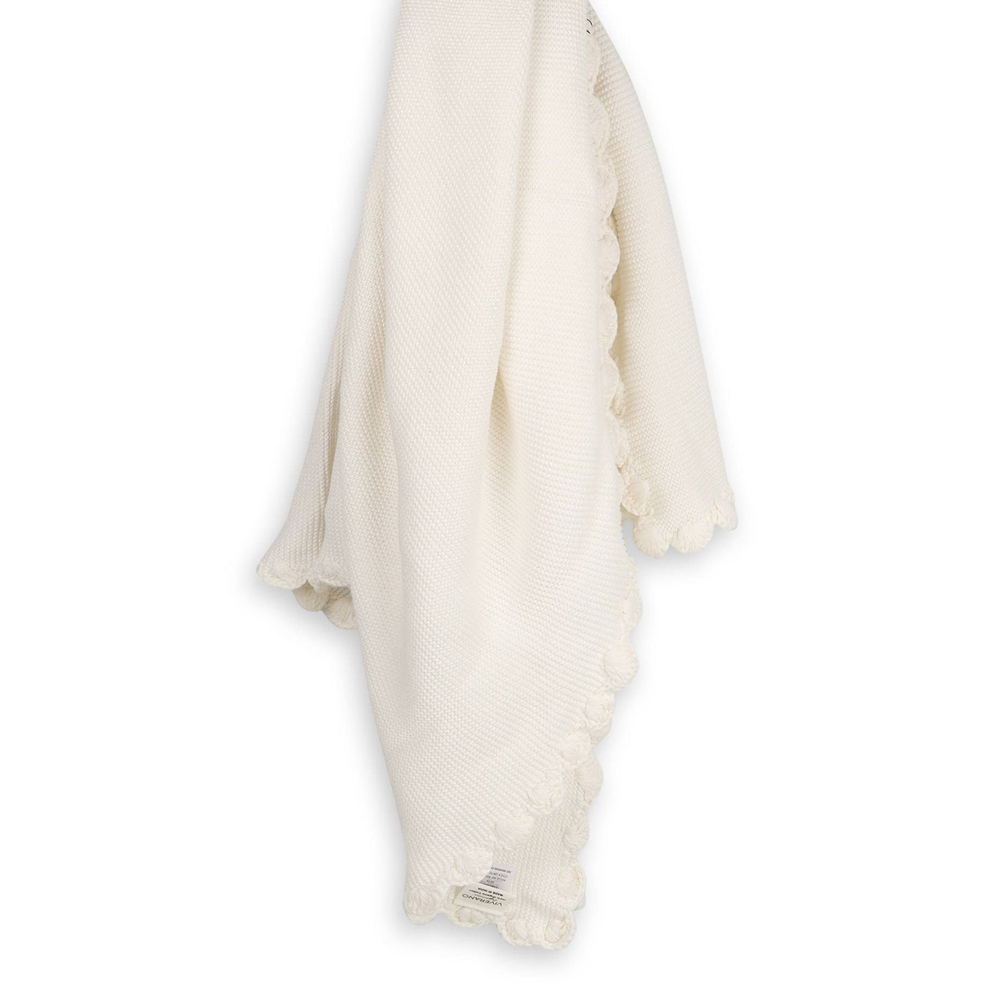 Scallop Classic Knit Baby Blanket+Bunny Rattle Gift SET