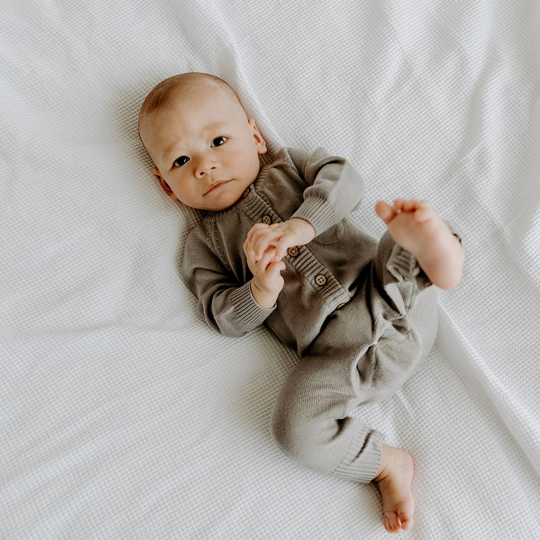 Milan Sweater Knit Button Baby Jumpsuit (Organic Cotton)
