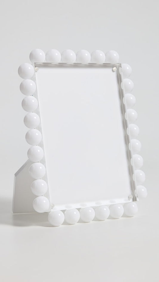 Lucite Frame with White Bubbles Single Row